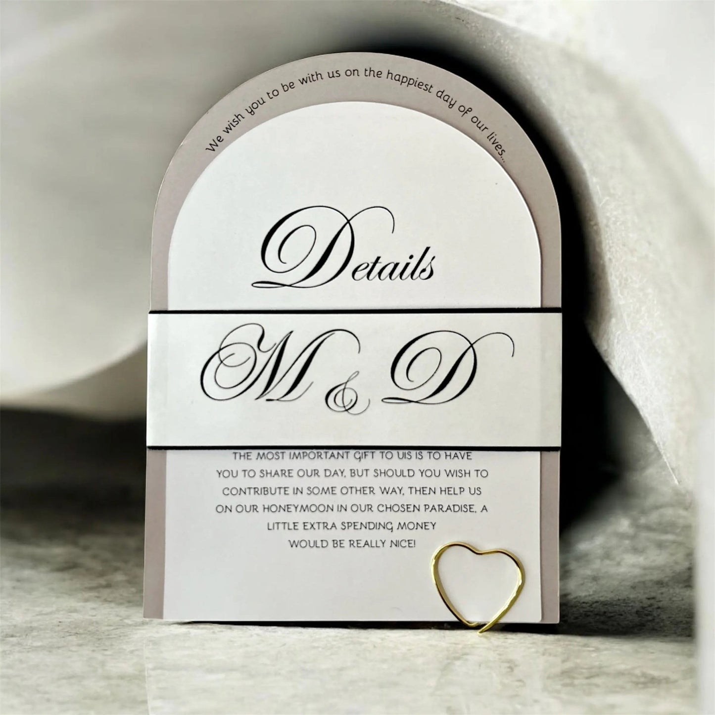 Faire - part de mariage minimaliste et moderne. Carte d'invitation + carte détaillée + enveloppe + sceau doré - FUDA Invitation