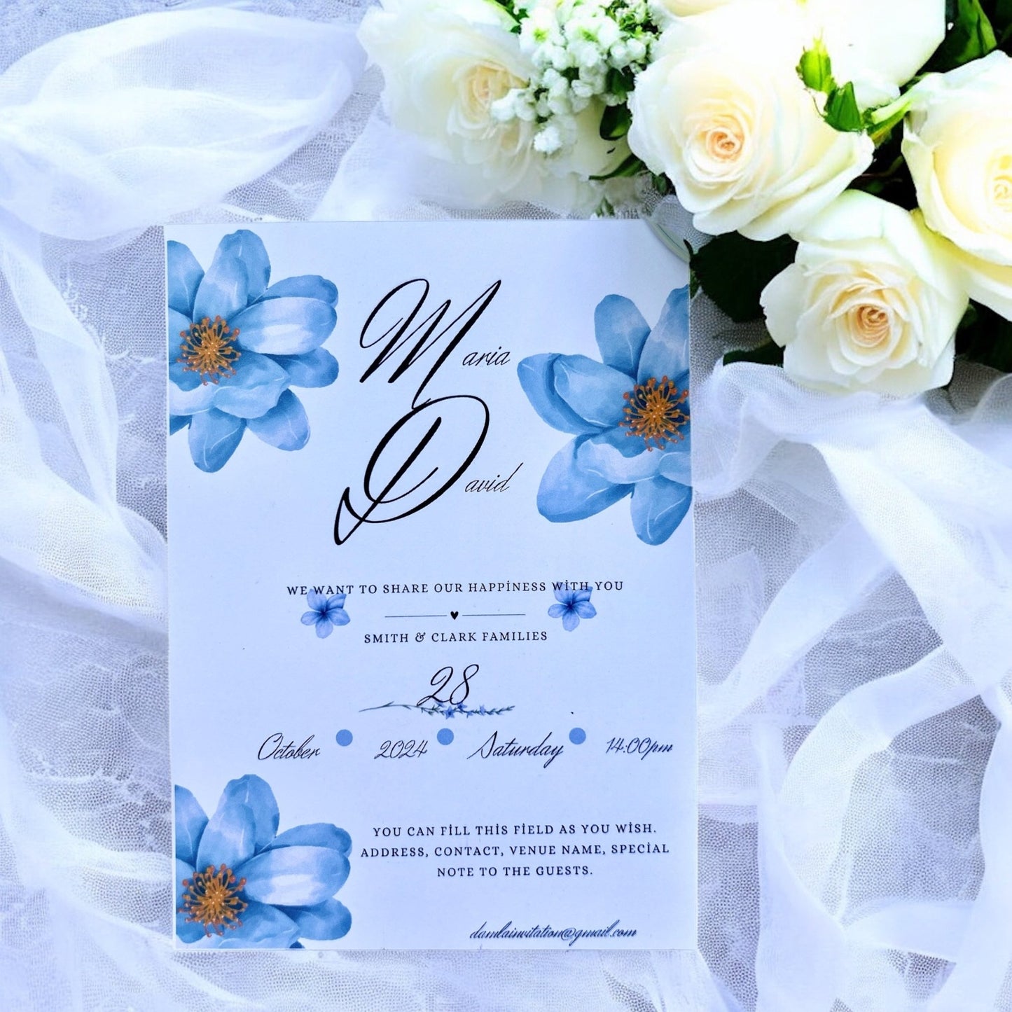 Faire - part sur mesure | Style livret avec fleurs et cachet - FUDA Invitation