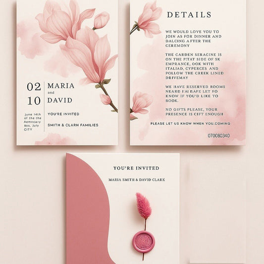 Wedding save the date cards avec enveloppe design, invitation et carte de détails – ensemble de mariage - FUDA Invitation