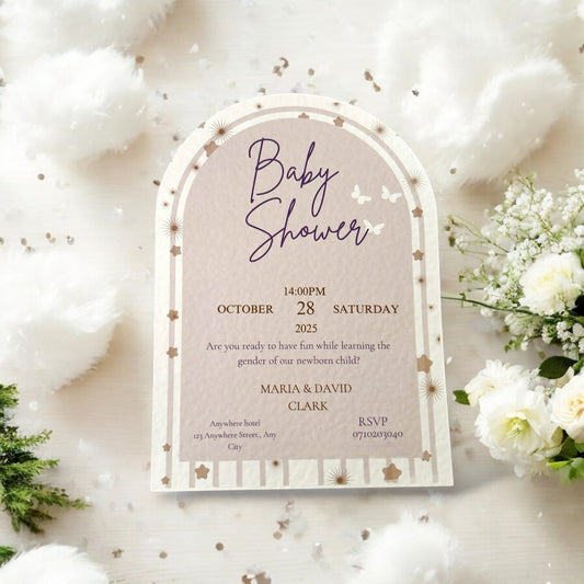 Custom baby shower invitations minimalistes avec enveloppe arc - en - ciel élégante - FUDA Invitation