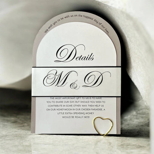 Faire - part de mariage minimaliste et moderne. Carte d'invitation + carte détaillée + enveloppe + sceau doré - FUDA Invitation
