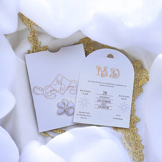 Faire - part de mariage – Texte en feuille d’or et papier embossé - Faire part élégants - FUDA Invitation