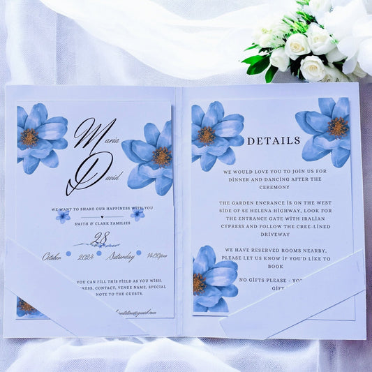 Faire - part sur mesure | Style livret avec fleurs et cachet - FUDA Invitation