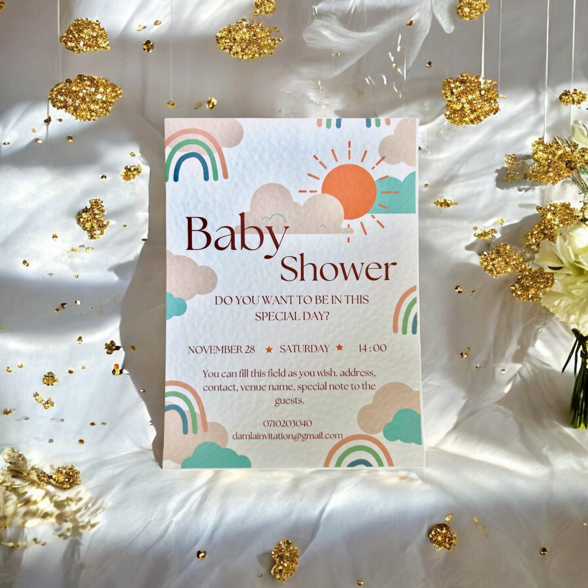 invitation de baby shower arc - en - ciel - FUDA Invitation